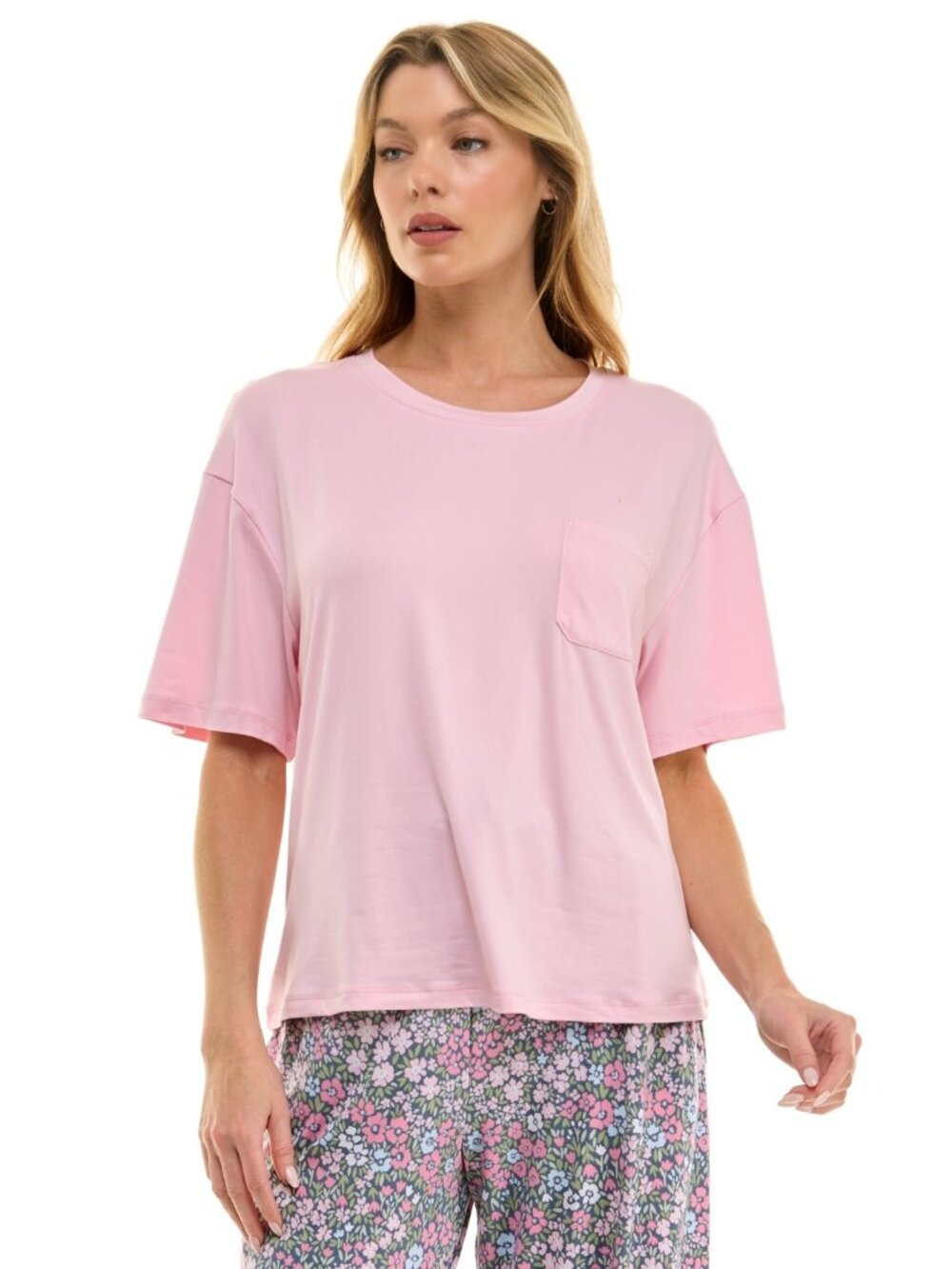 #1989 Roudelain Women's Drop-Shoulder Crewneck Sleep Tee - Roseate Spoonbill